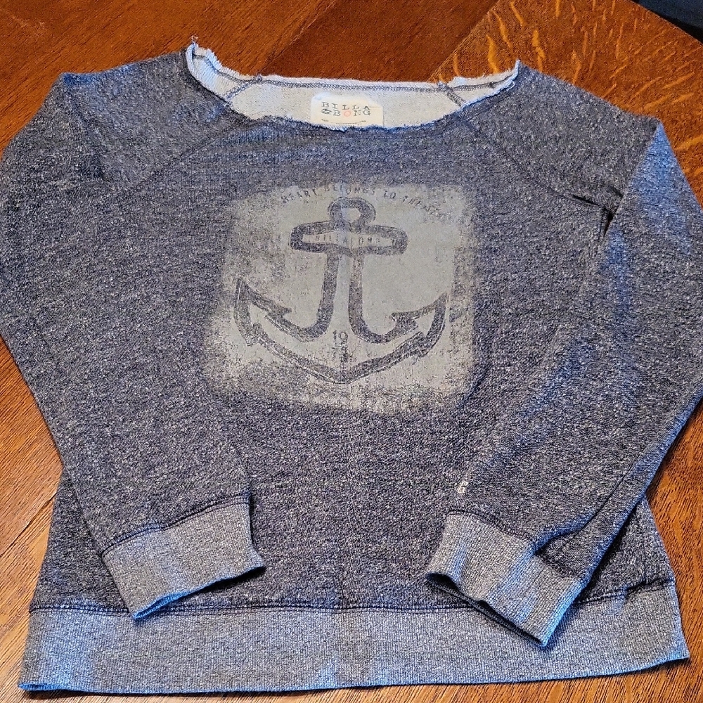 Billabong Gray Anchor Hoodie Size Large Juniors